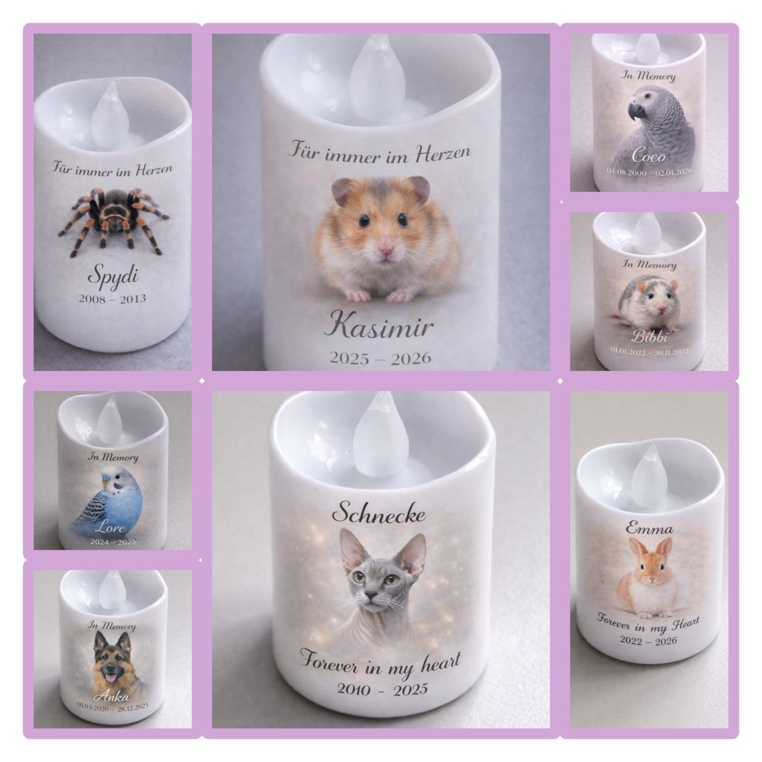 Kleine Personalisierte LED-Erinnerungskerze